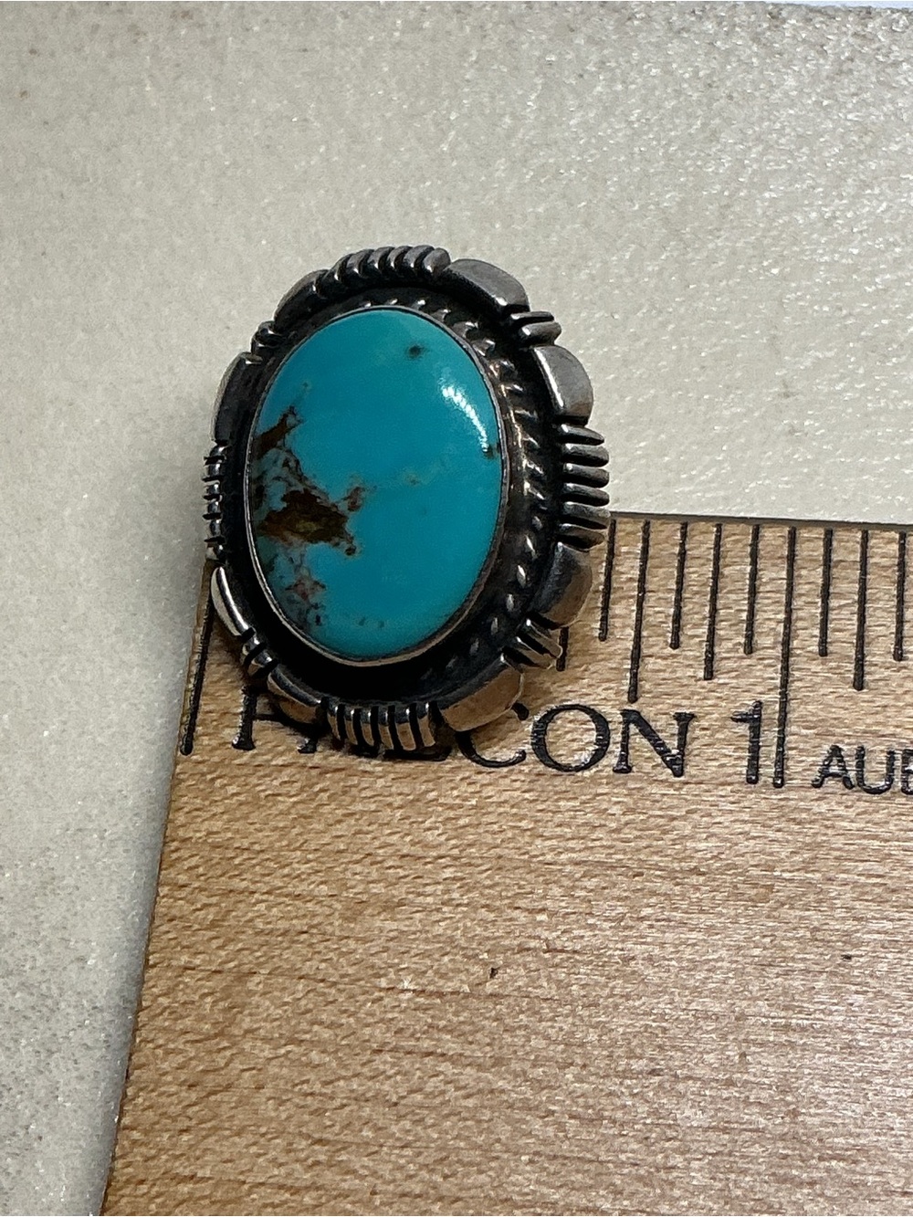 Vintage Southwestern Sterling Silver Turquoise Post Earrings, Oval Cabochons - Picture 6 of 7